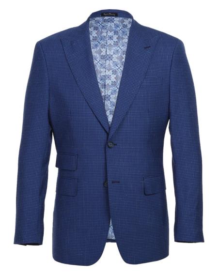SKU#JA61610 Plaid Suit - Mens Windowpane Suit By English Laundry Designer Brand - Blue