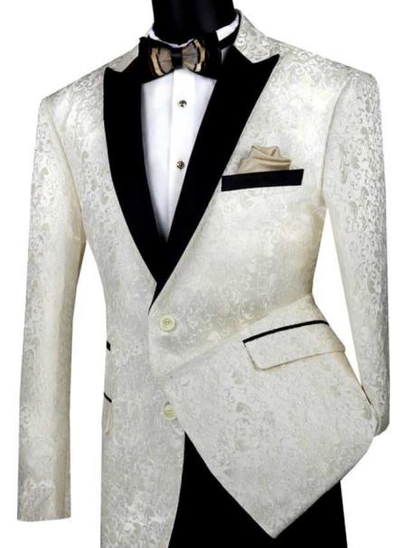 Paisley Blazer - Ivory Tuxedo - Dinner Jacket - Prom Tuxedo