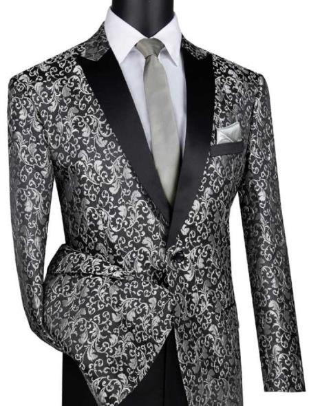 Paisley Blazer - Silver Tuxedo - Dinner Jacket - Prom Tuxedo