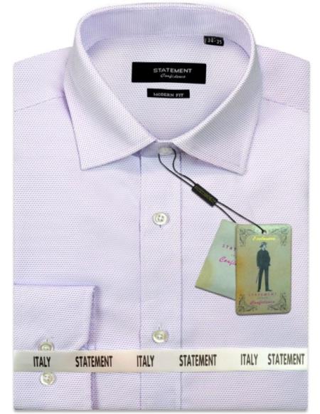 Mens Long Sleeve 100% Cotton Shirt - Pin Dot - Lavender