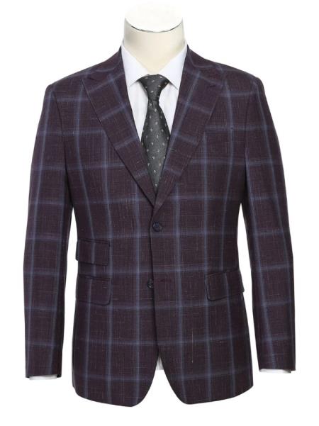 SKU#JA61752 Plaid Suit - Mens Windowpane Suit By English Lau