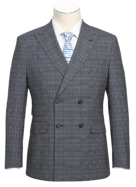 SKU#JA61754 Plaid Suit - Mens Windowpane Suit By English Laundry Designer Brand - Gray