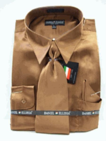 #JA62264 Mens Brown Dress Shirt