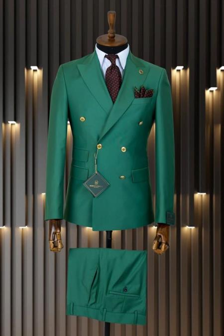 Mens Double Breasted Blazer - Emerald Green - Hunter Green Blazer - Sportcoat