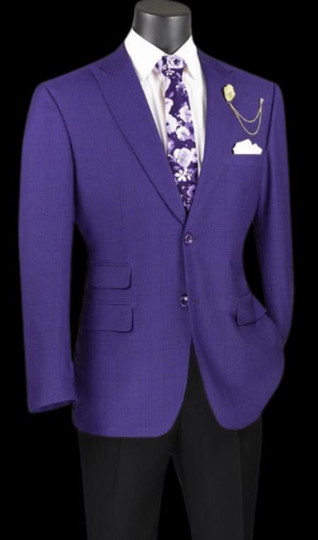 Purple Plaid Blazer - Mens Purple Windowpane Sportcoat