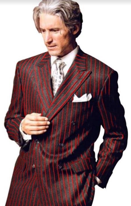 Black and Red Stripe Double Breasted Suit