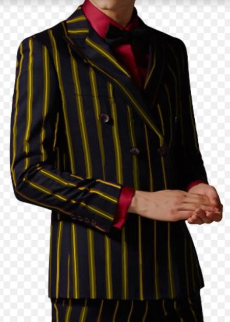 Black and Gold Pinstripe Double Breasted Suit