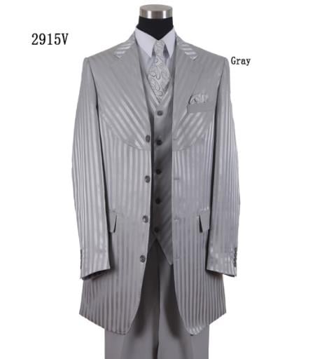 Tone on Tone - Shiny Fabric Zoot Suit - Gray