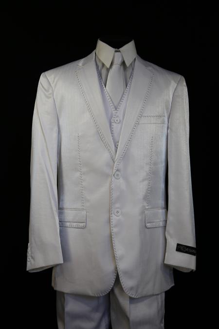 Mens White Suit - With Stitching Around it