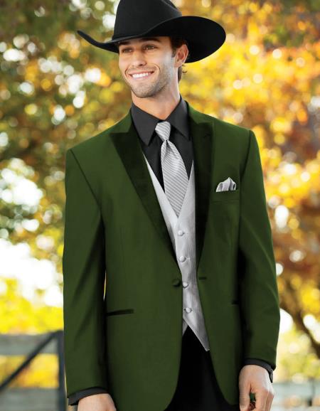 Mens Western Style Suits - Olive Cowboy Suit - Country Wedding Suits