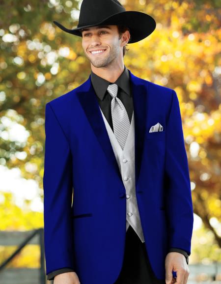 Mens Western Style Suits - Royal Blue Cowboy Suit - Country Wedding Suits