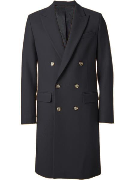 Men's Charcoal 44Inch Long Double Breasted Overcoat Winter Men's Topcoat Sale