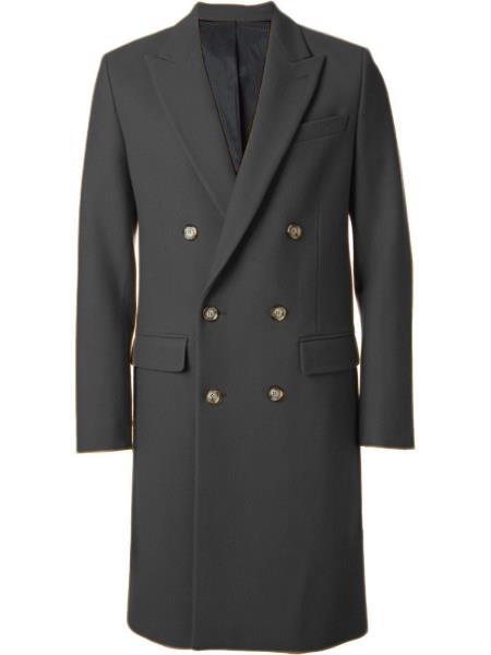 Men's Dark Grey 44Inch Long Double Breasted Overcoat Winter Men's Topcoat Sale