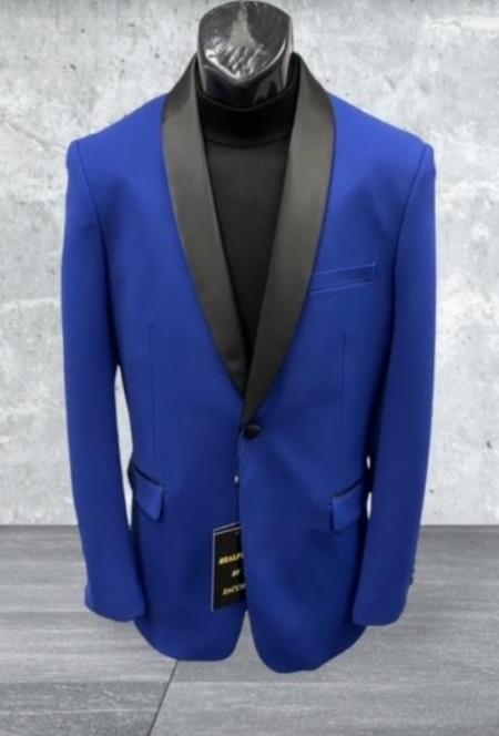 Mens Big and Tall Blazer - Blue Plus Size Tuxedo Jacket