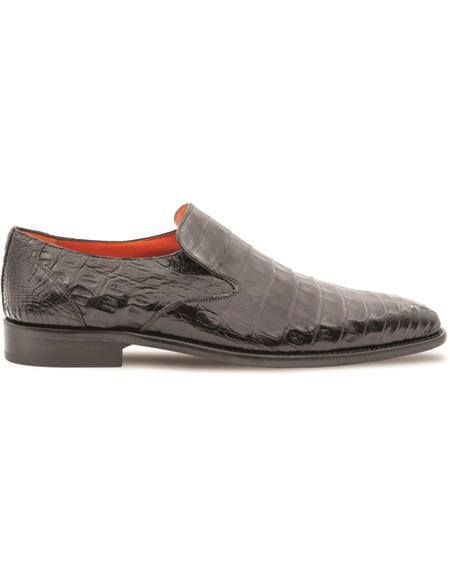 Brand: Mezlan Shoes For Men On Sale Mens Contemporary Plain Toe Exotic Slip On Black