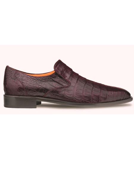 Brand: Mezlan Shoes For Men On Sale Mens Contemporary Plain Toe Exotic Slip On Burgundy
