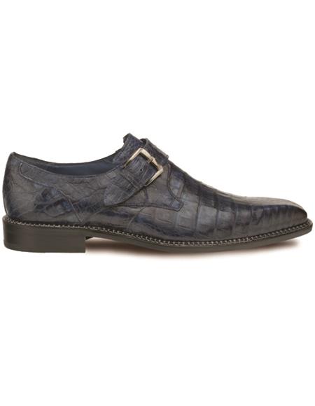 Brand: Mezlan Shoes For Men On Sale Crocodile Monk Strap Blue