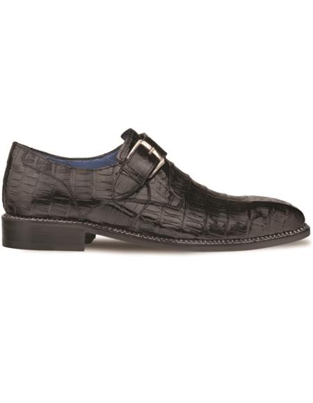 Brand: Mezlan Shoes For Men On Sale Crocodile Monk Strap Black