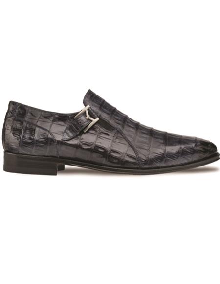 Brand: Mezlan Shoes For Men On Sale Mens Crocodile Gore Monk Strap Blue