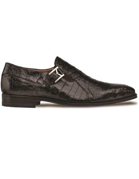 Brand: Mezlan Shoes For Men On Sale Mens Crocodile Gore Monk Strap Black
