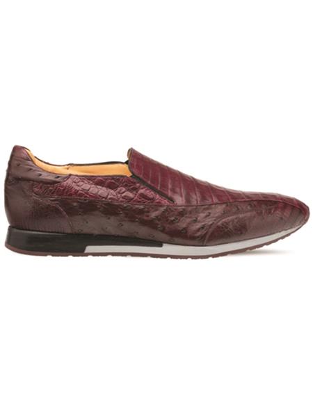 Brand: Mezlan Shoes For Men On Sale Mens Crocodile Exotic Combination Slip-On Sneaker Burgundy