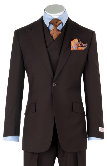 1920's 1930's Vintage Suit - Peak Lapel Brown Suit - Vested Suit - Peak Lapel Double Breasted Suit - Classic Fit Pleated Pants - 100% Wool