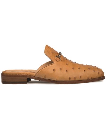 Brand: Mezlan Shoes For Men On Sale Ostrich Slide Mule Camel