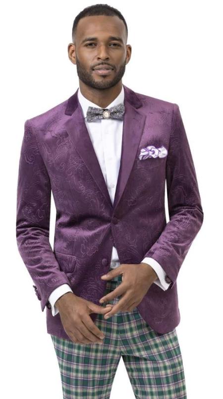 Purple Paisley Blazer - Velvet Lavender Sport Coat - Slim Fit Jacket