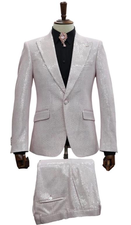 Giovanni Testi Suits - Giovanni Tuxedo Sequin Suit - Shiny Tuxedos - Prom and Wedding Suit - LPink