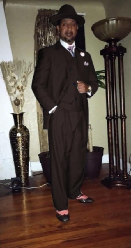 Wide Leg Pleated Pants Pants - 100% Wool Suit - Double Breasted Vest Peak Lapel - Classic Fit Suit - Vested Suit - Dark Brown
