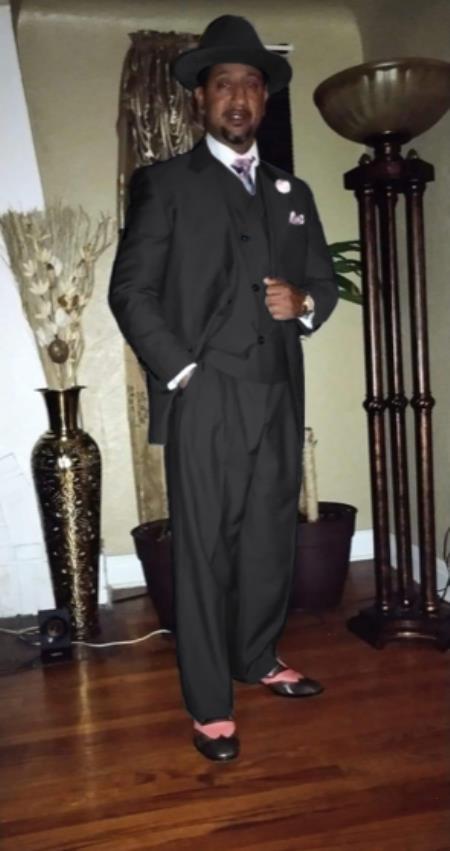 Wide Leg Pleated Pants Pants - 100% Wool Suit - Double Breasted Vest Peak Lapel - Classic Fit Suit - Vested Suit - Dark Grey