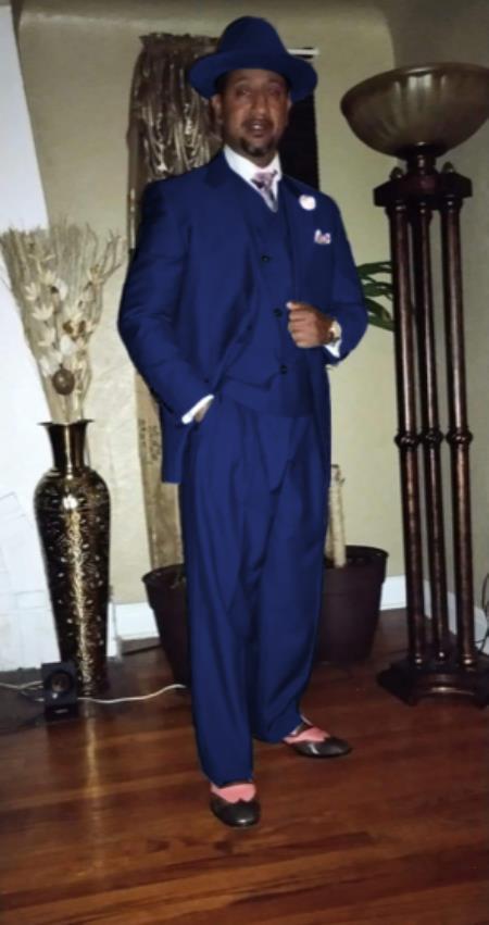 Wide Leg Pleated Pants Pants - 100% Wool Suit - Double Breasted Vest Peak Lapel - Classic Fit Suit - Vested Suit - Indigo