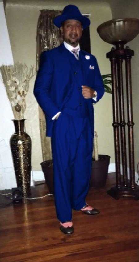 Wide Leg Pleated Pants Pants - 100% Wool Suit - Double Breasted Vest Peak Lapel - Classic Fit Suit - Vested Suit - Royal