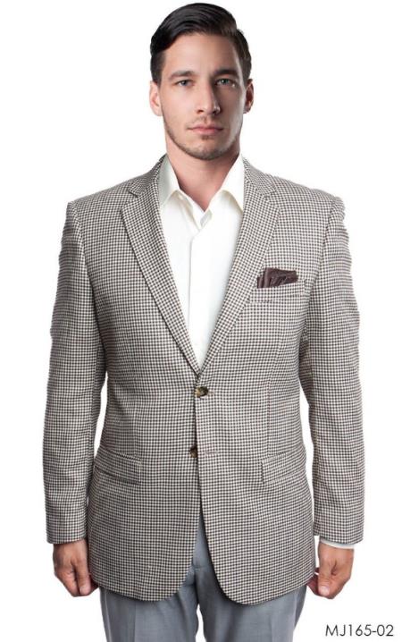 Houndstooth Blazer - Mens Small Houndstooth Wool Sport Coat