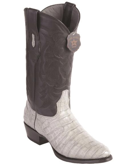 R Toe Cowboy Boots - Round Toe Cowboy Boots - Los Altos Mens Gray Caiman Belly Cowboy Boots Round To
