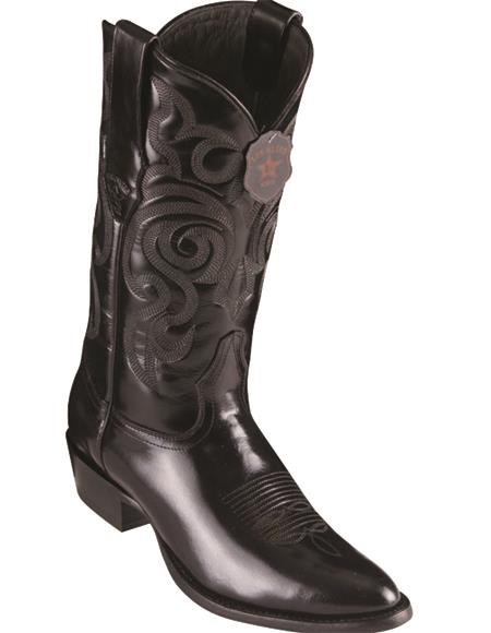 R Toe Cowboy Boots - Round Toe Cowboy Boots - Los Altos R-Toe Camaleon Cowboy Boots Black