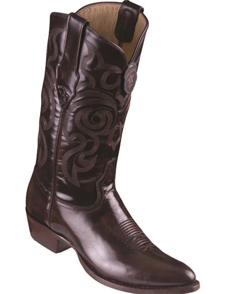 R Toe Cowboy Boots - Round Toe Cowboy Boots - Los Altos R-Toe Camaleon Cowboy Boots Brown
