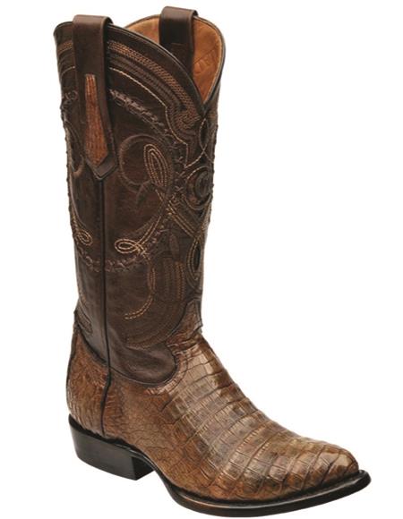 R Toe Cowboy Boots - Round Toe Cowboy Boots - Cuadra Men's Porto Caiman Belly Cowboy Boots - Maple