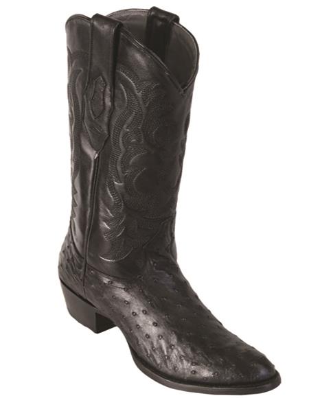 R Toe Cowboy Boots - Round Toe Cowboy Boots - Los Altos Mens Full Quill Ostrich Round Toe Western Bo