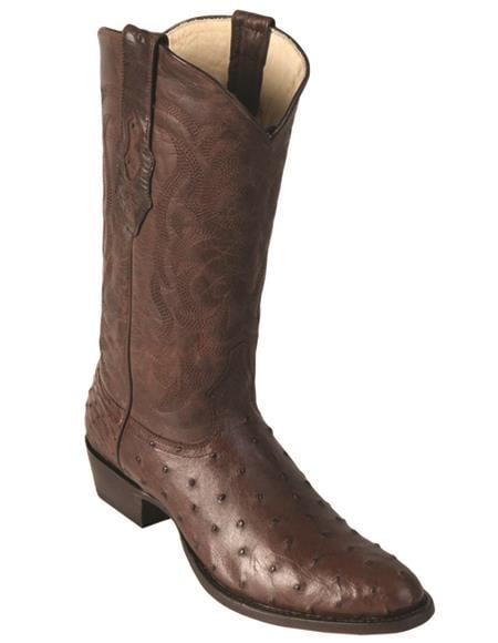 R Toe Cowboy Boots - Round Toe Cowboy Boots - Los Altos Mens Full Quill Ostrich Round Toe Western Bo