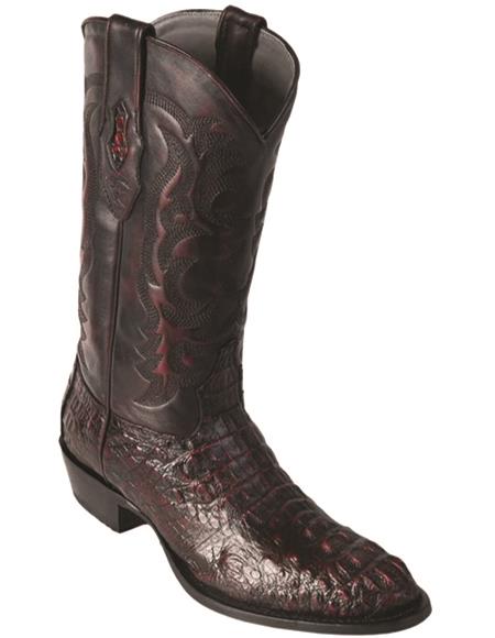 R Toe Cowboy Boots - Round Toe Cowboy Boots - Los Altos Mens Caiman Horn-Back Western Boots Round To