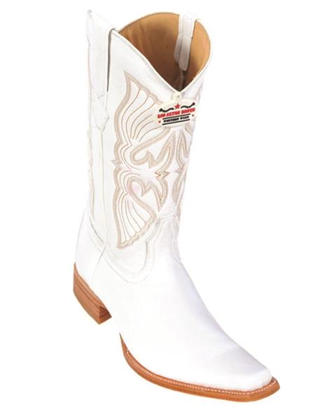 R Toe Cowboy Boots - Round Toe Cowboy Boots - Los Altos Mens Deer European Toe Western Boot White