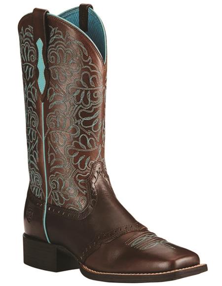 R Toe Cowboy Boots - Round Toe Cowboy Boots - Ariat Women's Round Up Remuda Western Boots Dark Brown