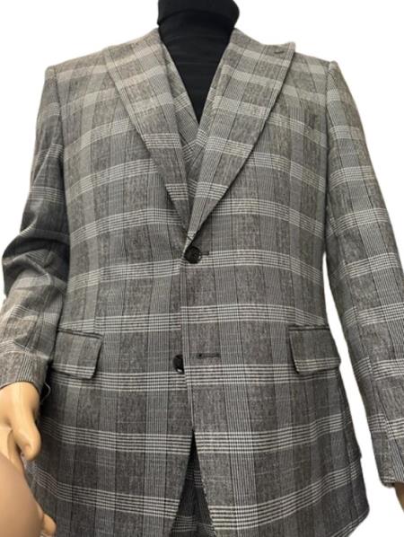 Vested Suits - Patterned Suit - light Color Summer Suit - 1920s Vintage looking Suit - Grey