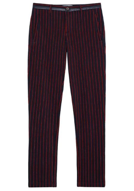 Black and Red Pinstripe Gangster Dress Pants - 1920s Mobster Slacks