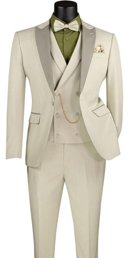 Champagne Color Suit - Champagne Wedding Tuxedo Ecru