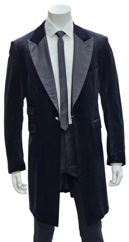 Zoot Suit Made of Velvet Fabric - 1920s Velvet Suit (Black Pants) - Black