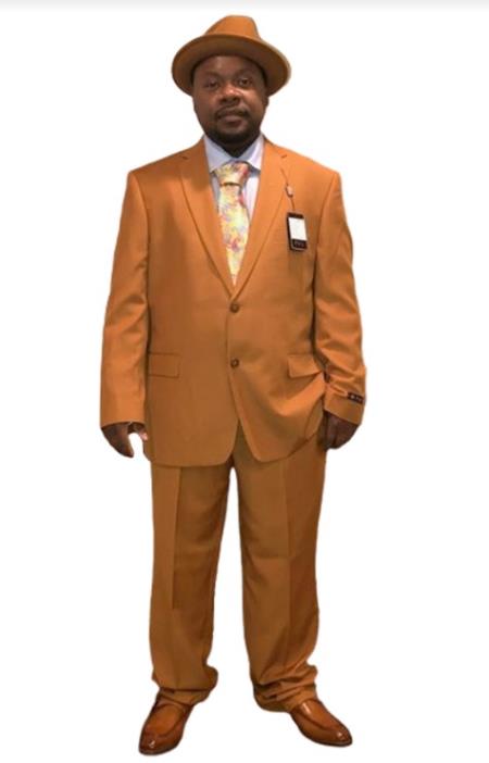 Light Rust - Copper Color Suit 2 Button Modern Fit Suit - Fall Color - Church Old Man Suit