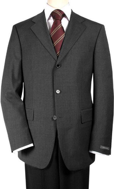 Mens 3 Button Blazer - Three Button Charcoal Gray Sport Coat - Side Vented - Wool Blazer