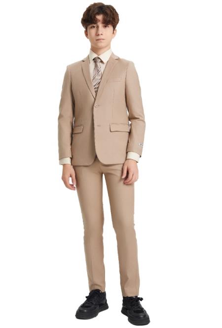 Boys Suit Medium Tan 5 pc Suits